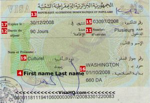 Algeria visa sample