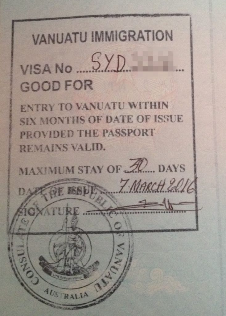 Vanuatu Visa Sample